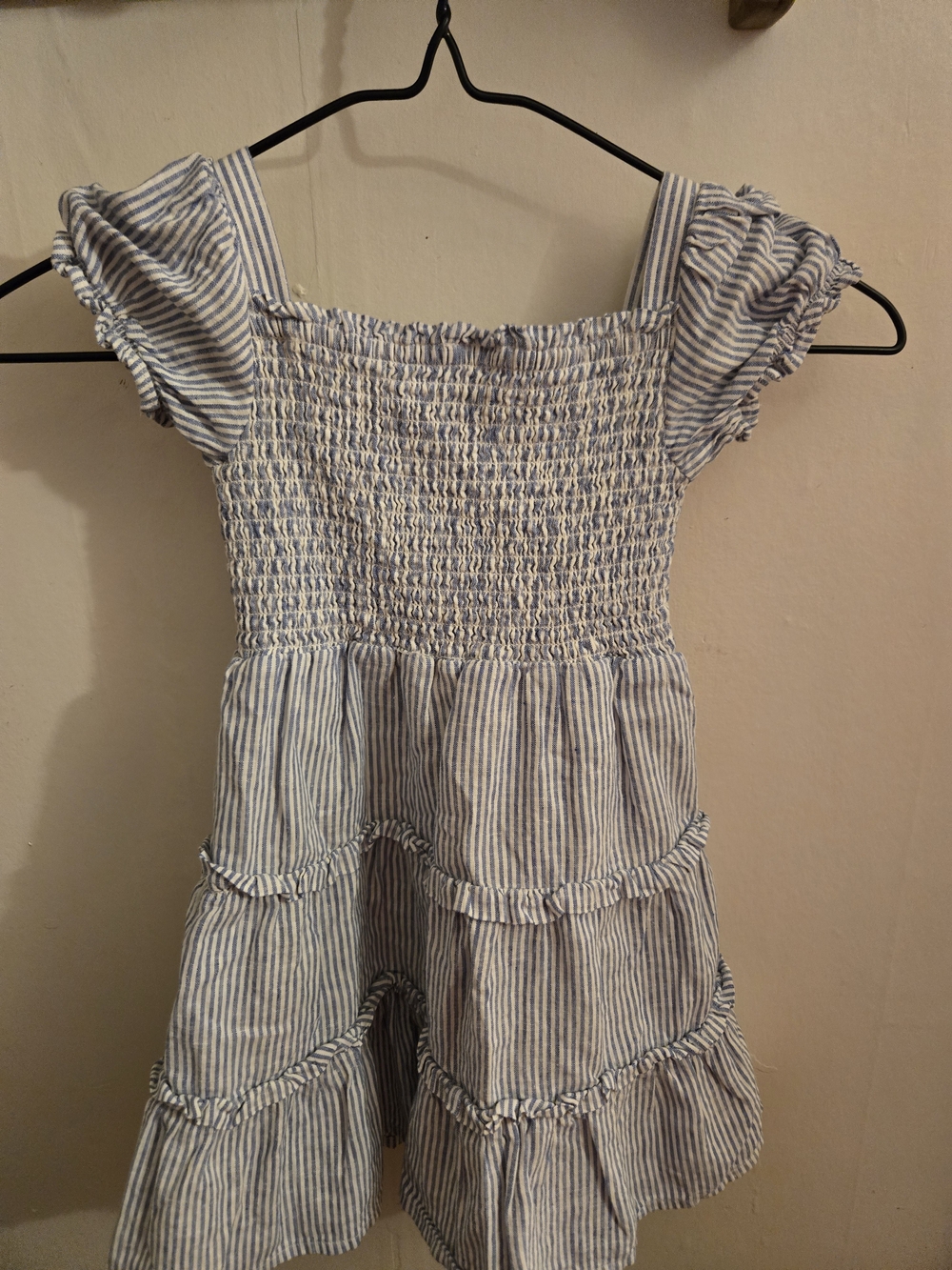 Gymboree Blue and White Striped Smocked Tiered Dress